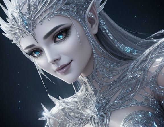 Surreal Angel with Crystal Skin and Grotesque Halo