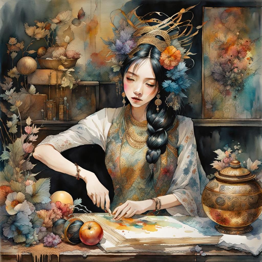 Textural Interplay in Expressive Watercolor Creations