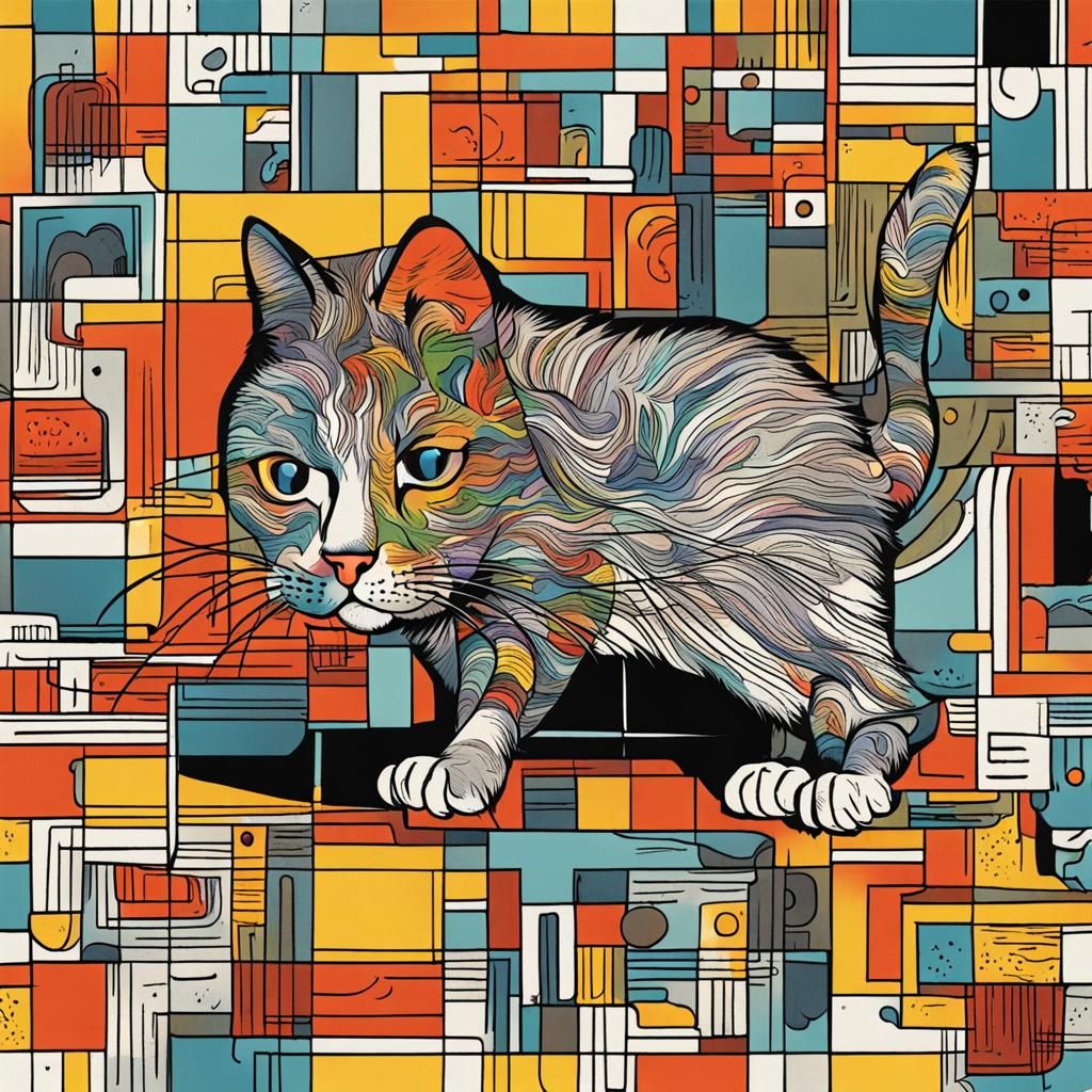 Abstract Art Litterbox Comic with Complementary Colors