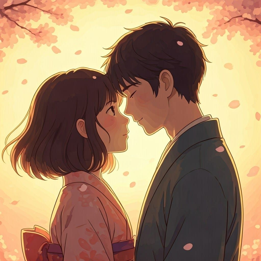 Tender Love in Pastel Anime Illustration