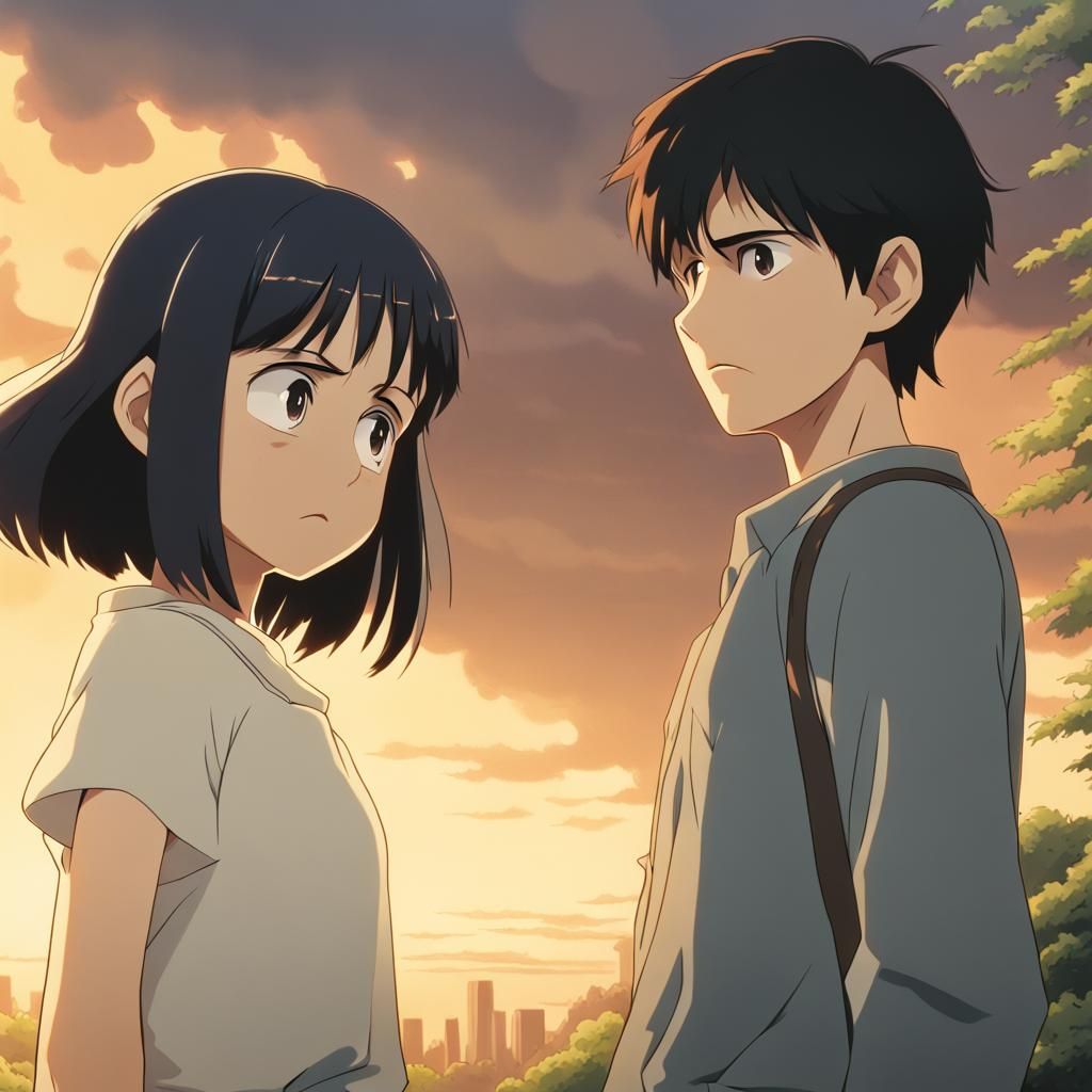 Angry Girl and Blond Boy: Studio Ghibli Anime
