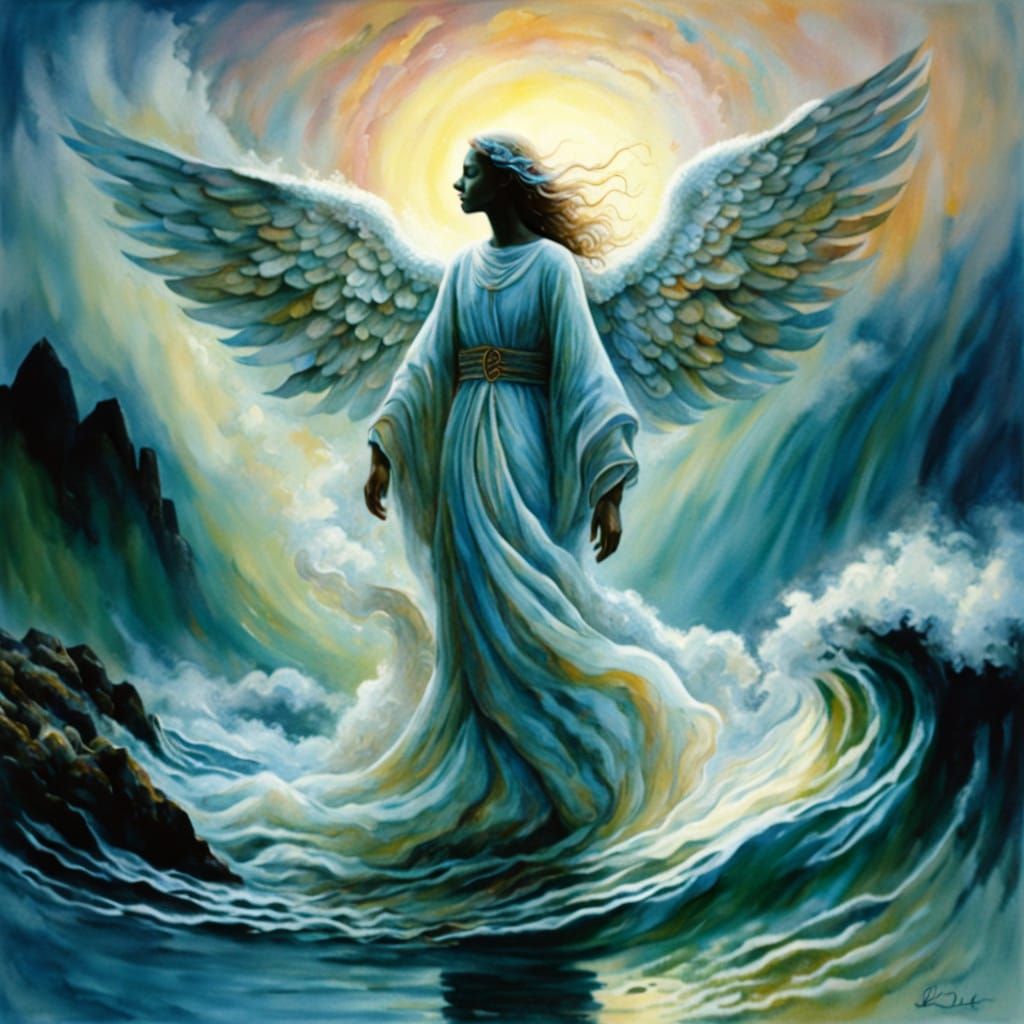 Majestic Watercolor Angel in Ephemeral Splendor