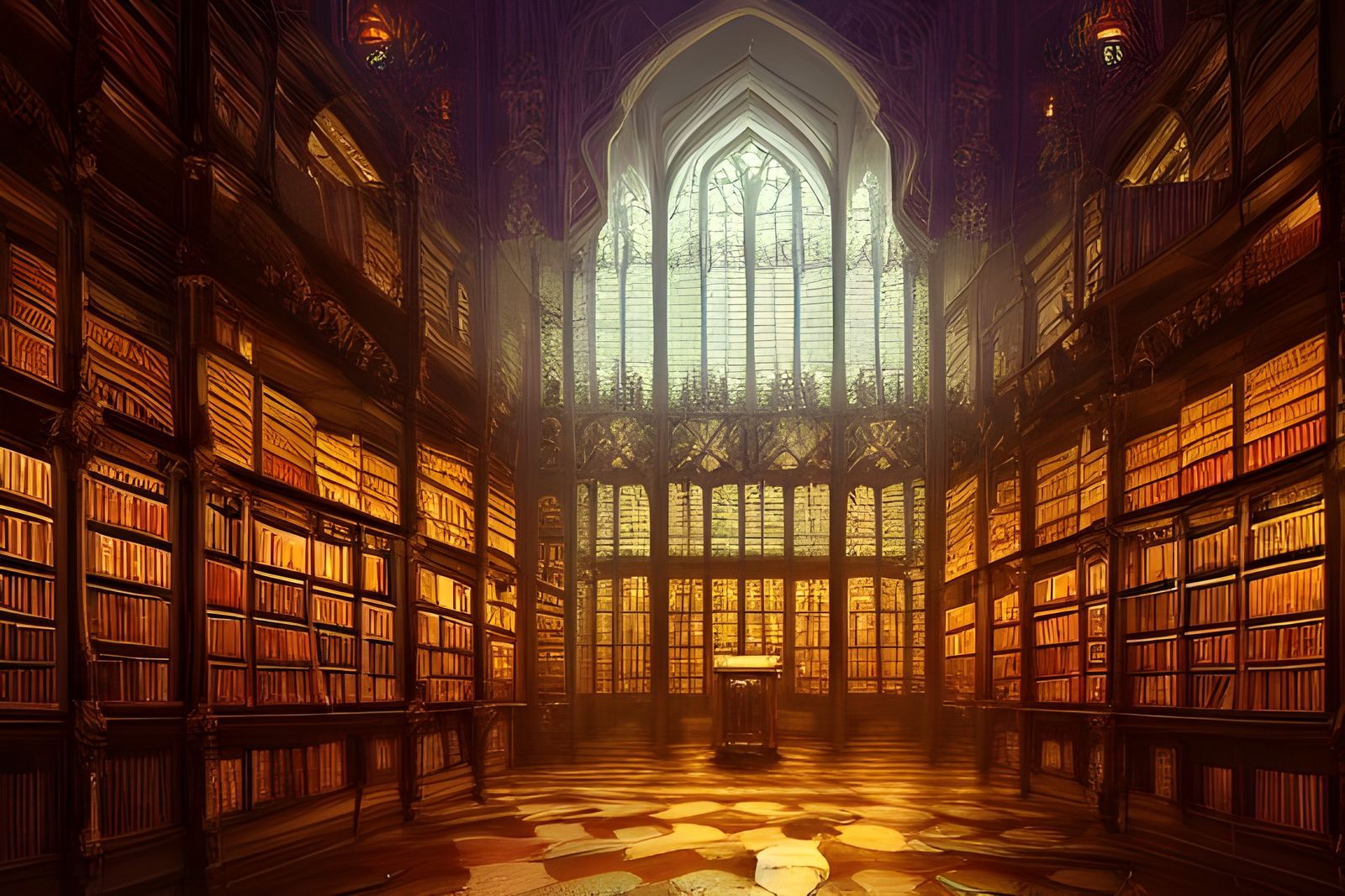 Magic Royal Library with Ornate Windows