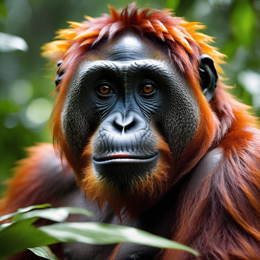 Vibrant Orangutan Takes a Selfie in Tropical Paradise
