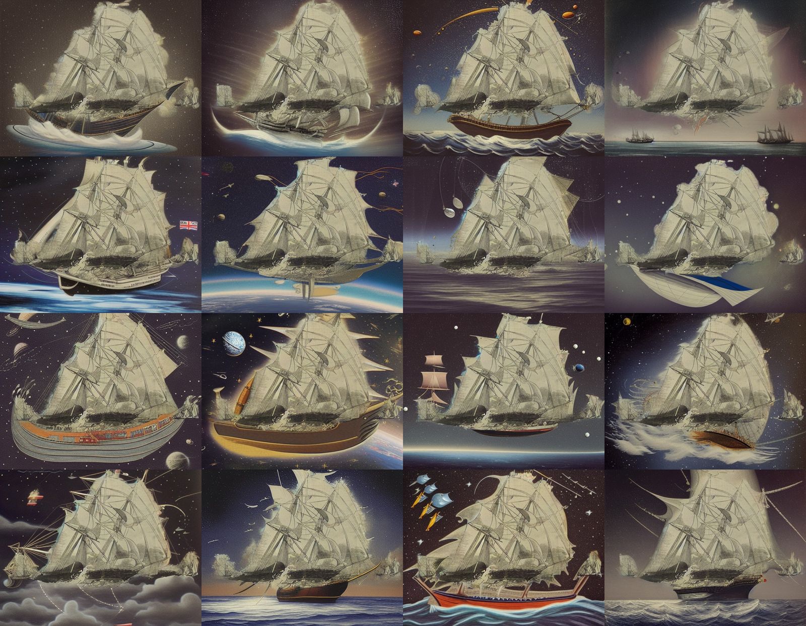 Sailing Ships Flying Through Space