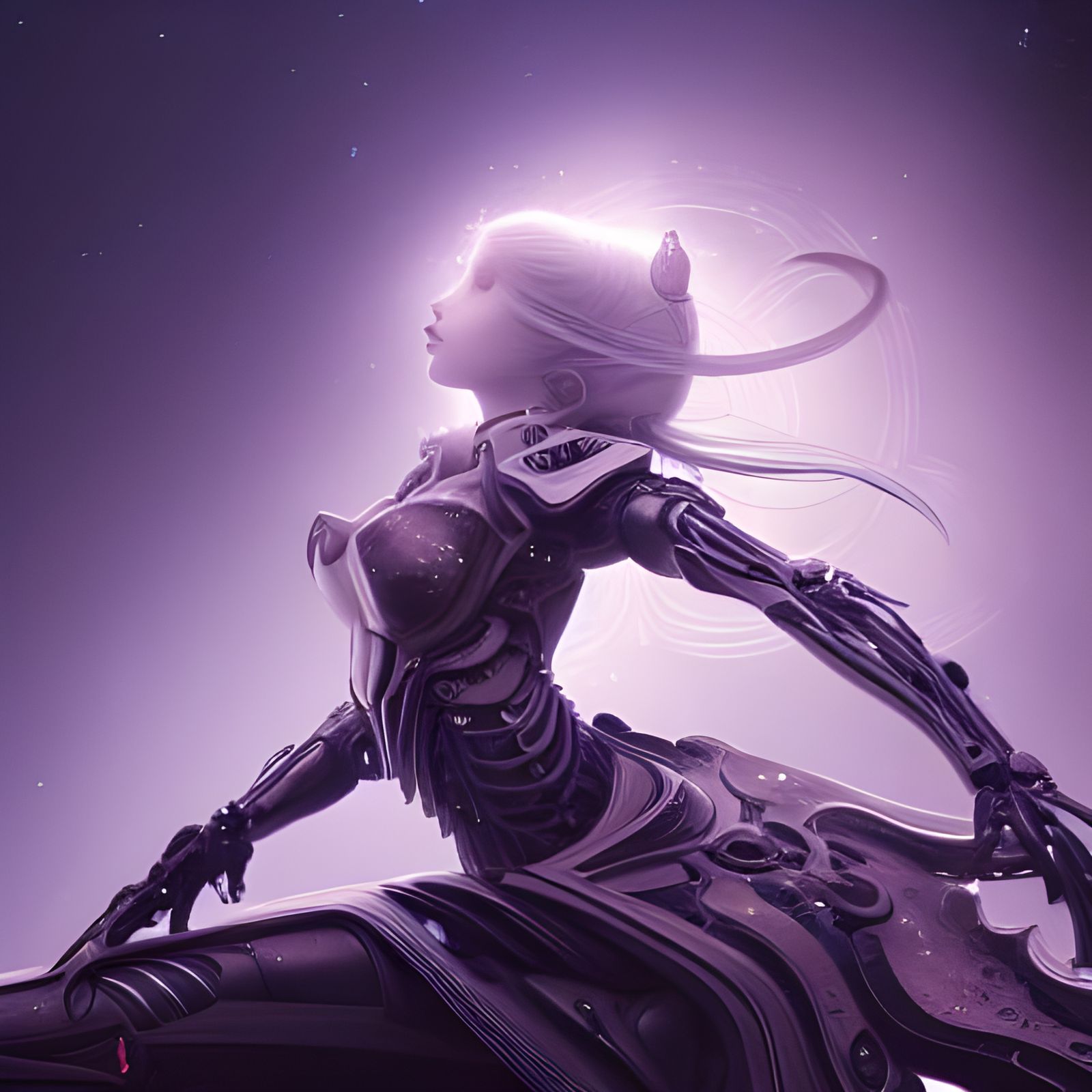 Ethereal Anime Goddess in Biomechanical Space