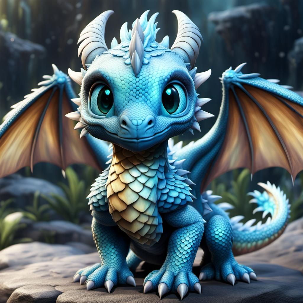 Adorable Pastel Baby Dragon in Detailed Fantasy Art