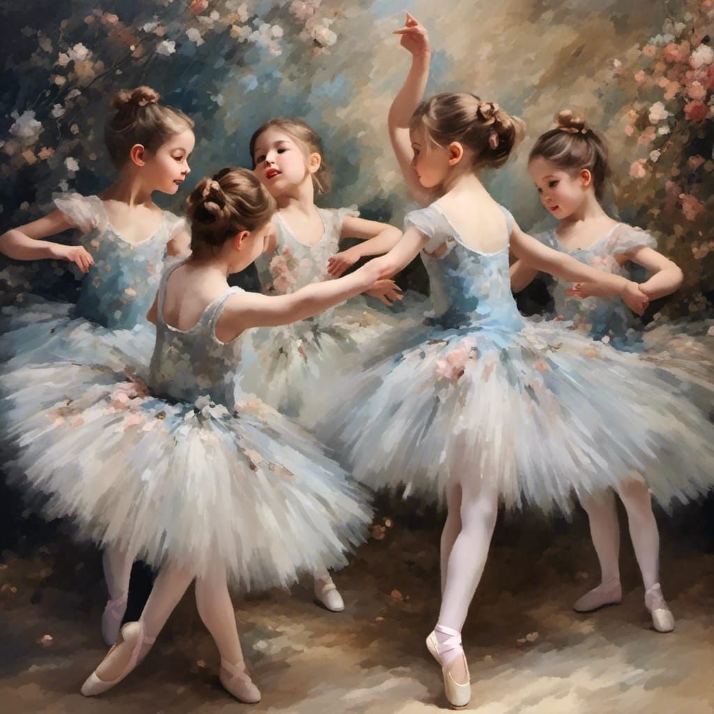 Impressionistic Ballerinas Dancing in Tulle