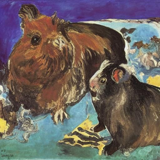 Surreal Guinea Pig Art Inspired by Rock