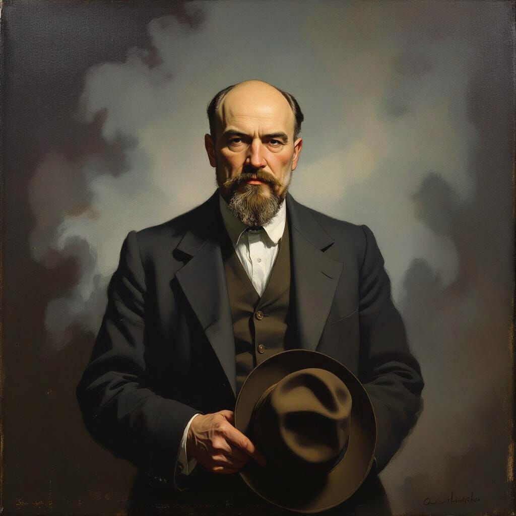 Lenin Portrait in Soviet Realism Style