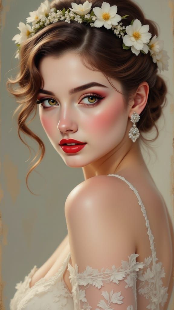 Soft Pastel Pinup Goddess in Springtime Kiss