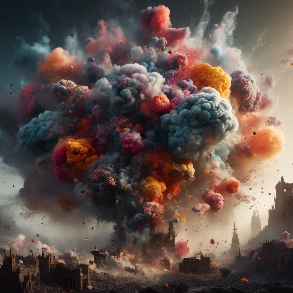 Colorful Smoke Flower Explosion: Digital Matte Painting