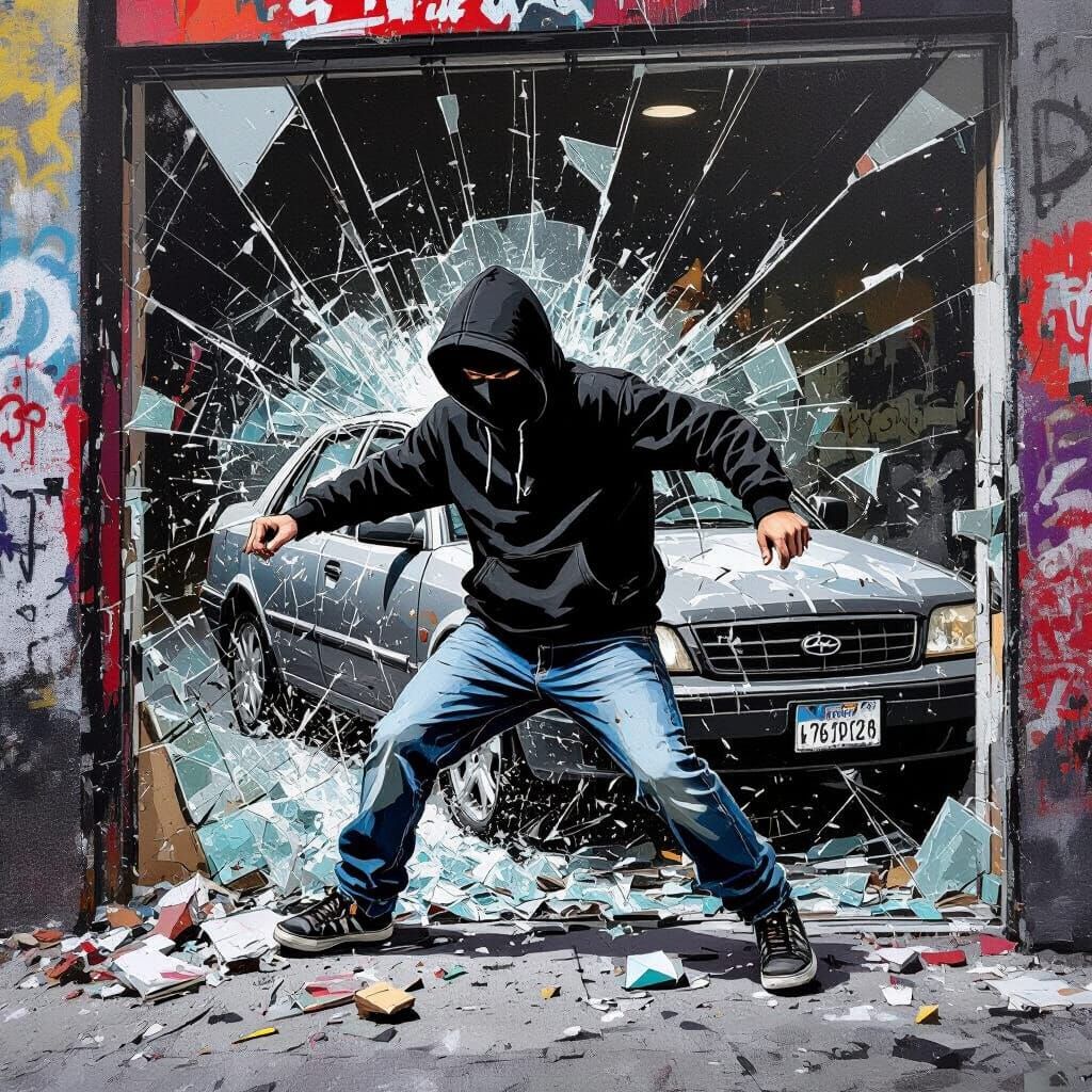 Ram Raid in Banksy-Basquiat Street Art Style