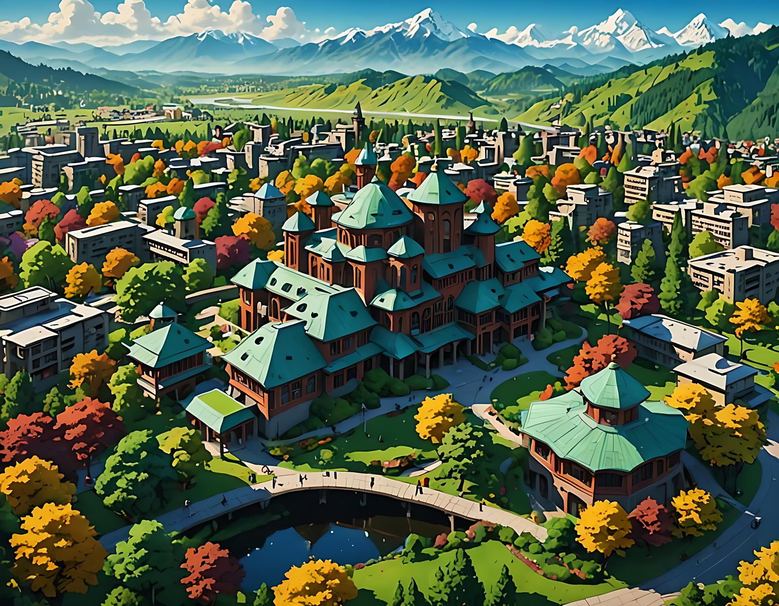 Futuristic Ecological Campus in Kashmir Valley: Ghibli Style