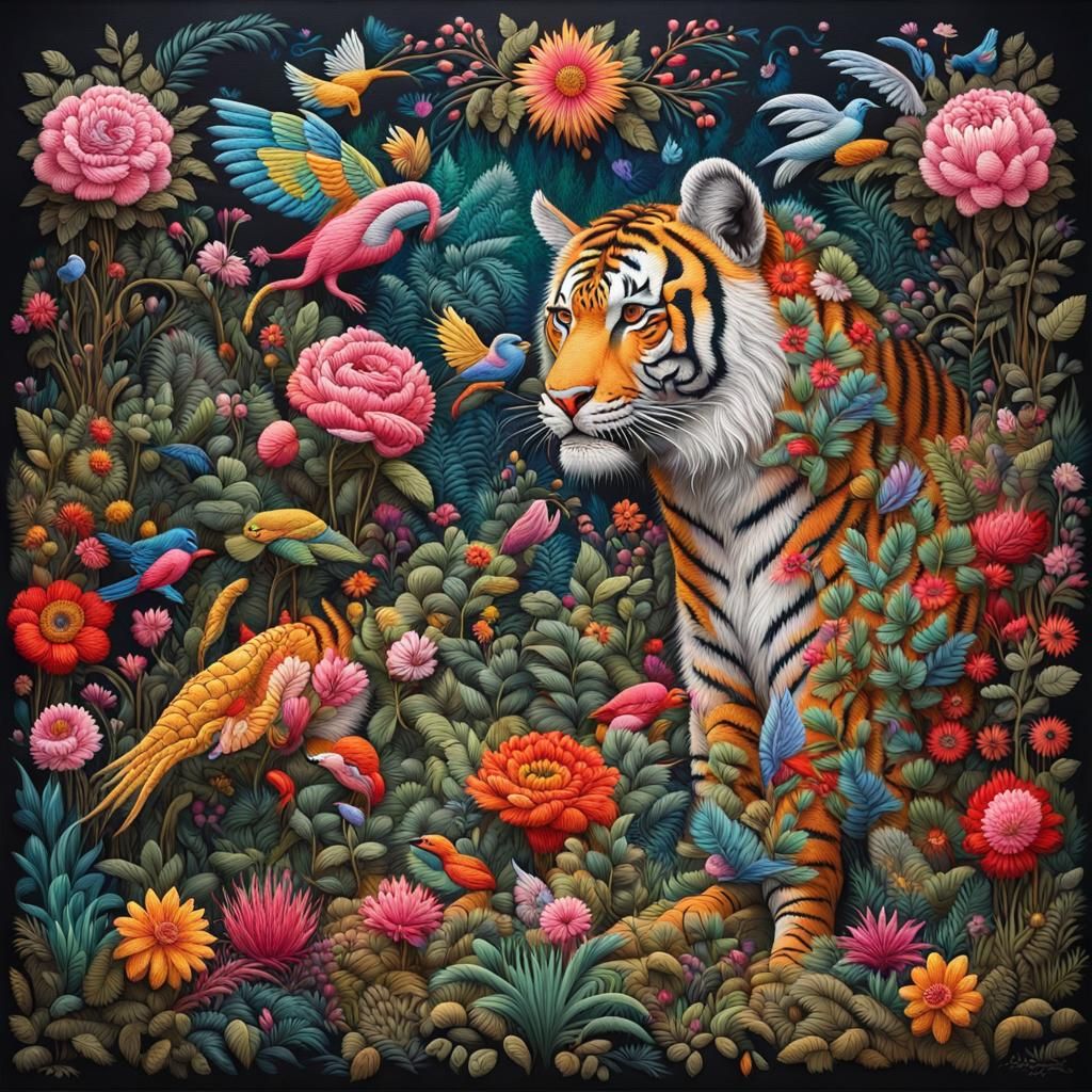 Magical Garden Embroidery in Rousseau Style