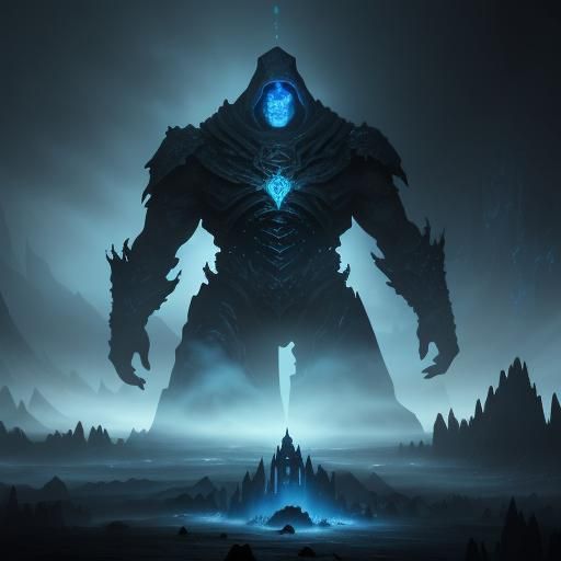 Giant Deepslate Golem with Glowing Runes