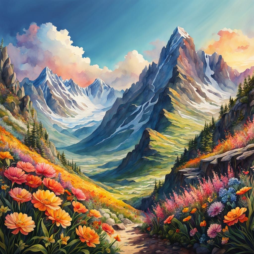 Solarpunk Fae Realm in Vibrant Watercolor