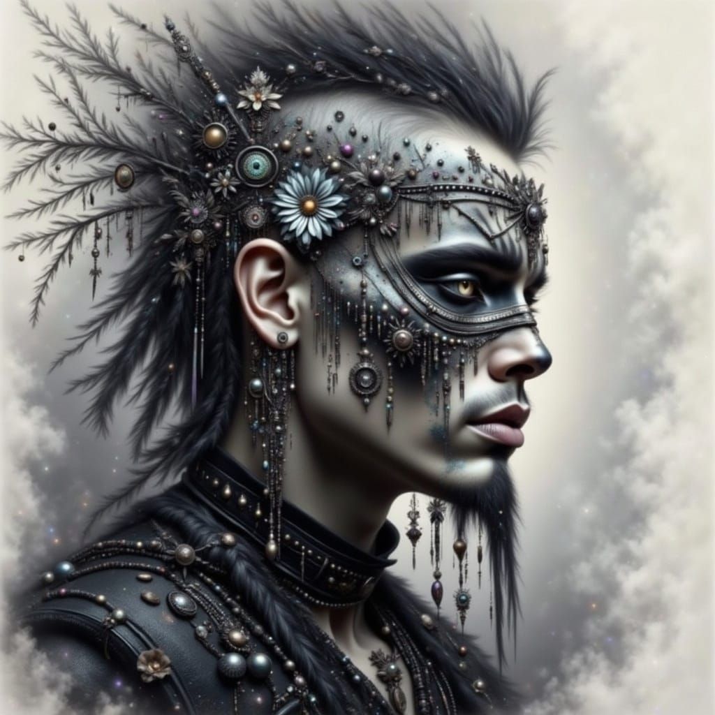 Dark Elegance: Ethereal Shaman in Black Florals