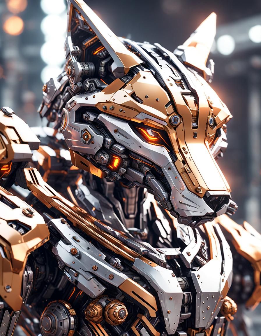 Cyborg Fox Mage in Futuristic Sci-Fi Style