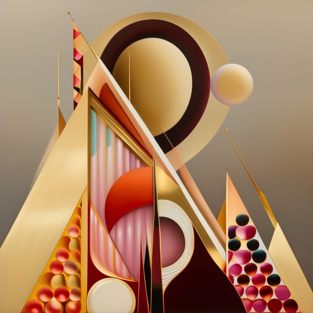 Golden Abstract Cycles: Detailed Matte Painting