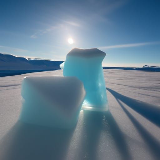 Arctic Ice Landscape with Igloo in Sunlight