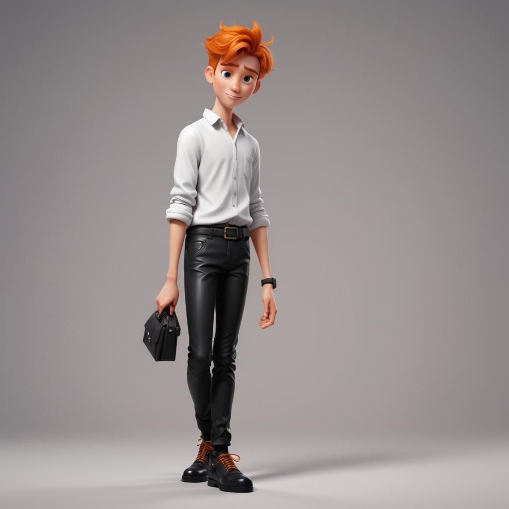 Cute Boy with Orange Hair as 3D Digital Art