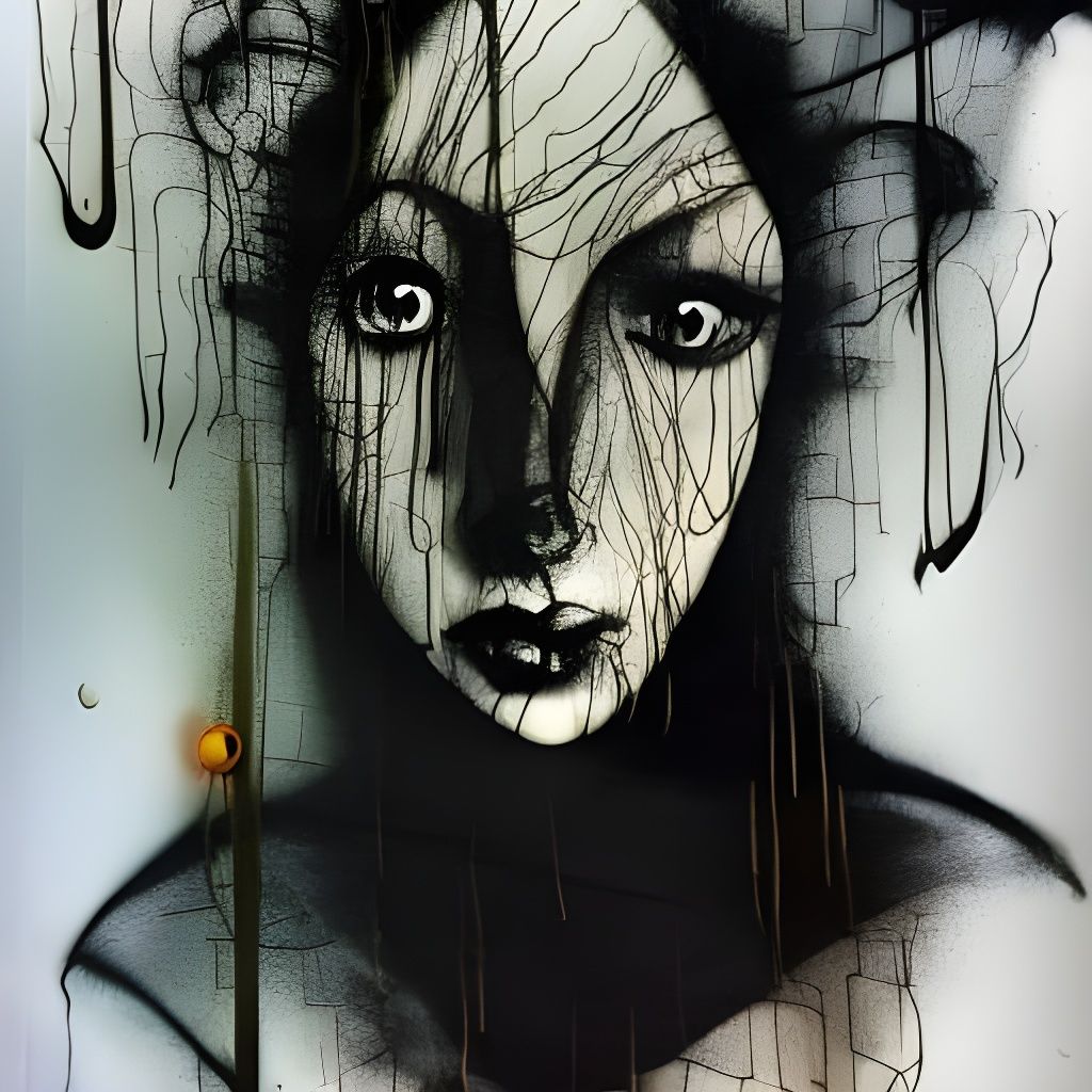 Woman's Face in Claymation with Ink Drips