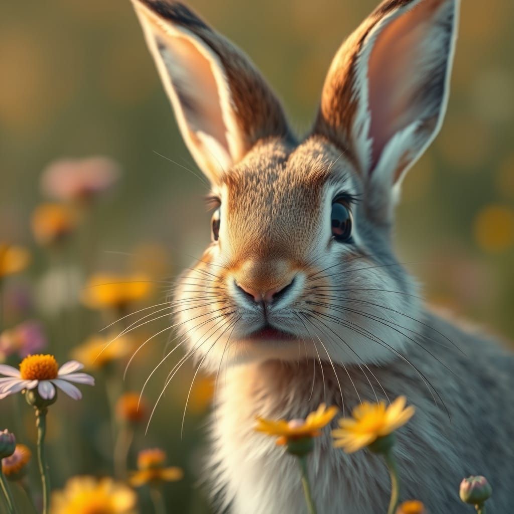Detailed Rabbit Portrait in Realistic Digital Painting Style