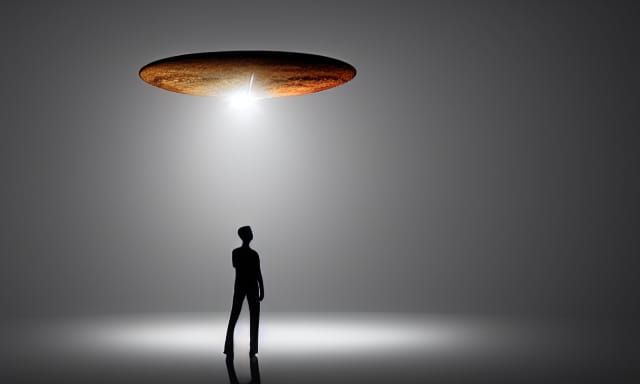 Person Watches Flying Saucer in the Night