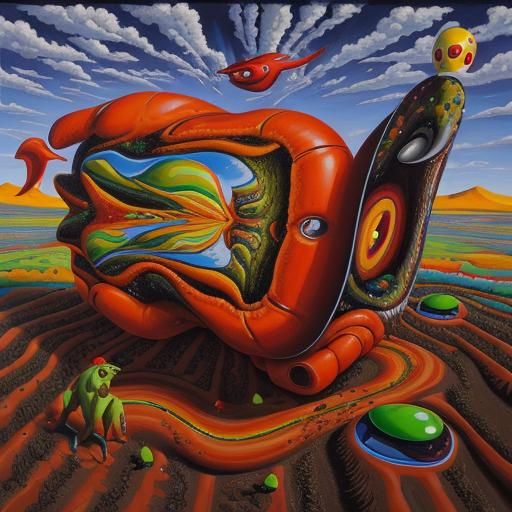 Surreal Landscape in Matte Oil Painting Style