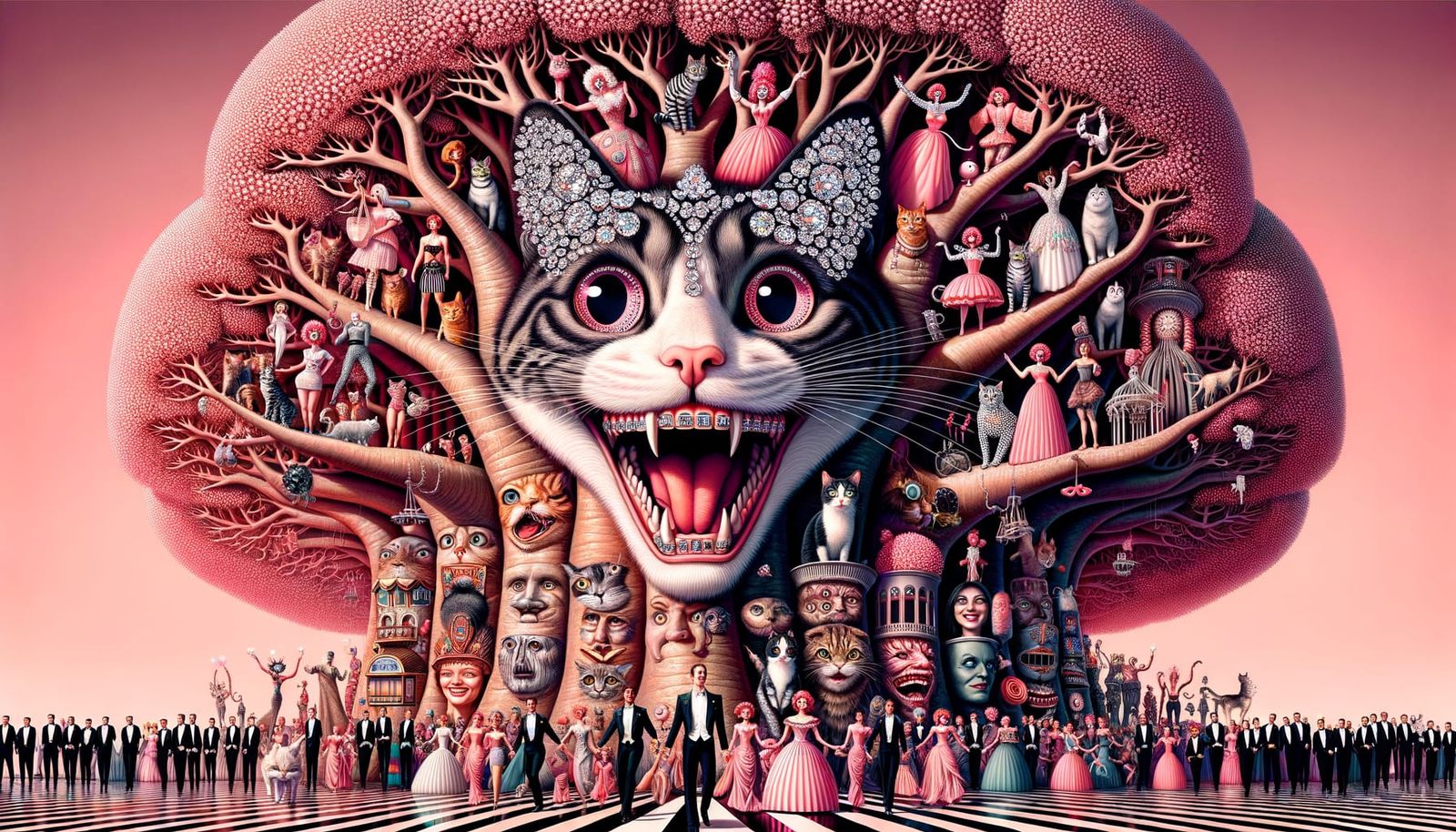 Pink and Red Surrealist Baobab Dreamscape