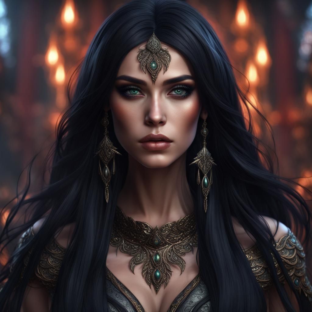 Dark Fantasy Woman with Bold Makeup