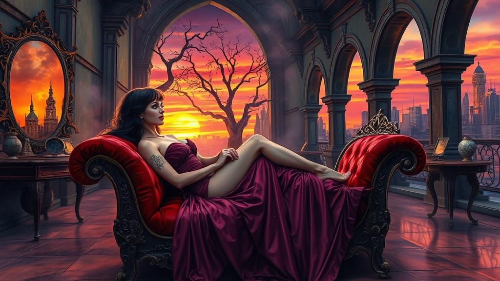 Surreal Beauty in Dystopian Metropolis as Impasto Painting