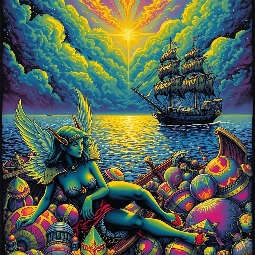 Princess Commands Stormy Seas in Fantasy Art