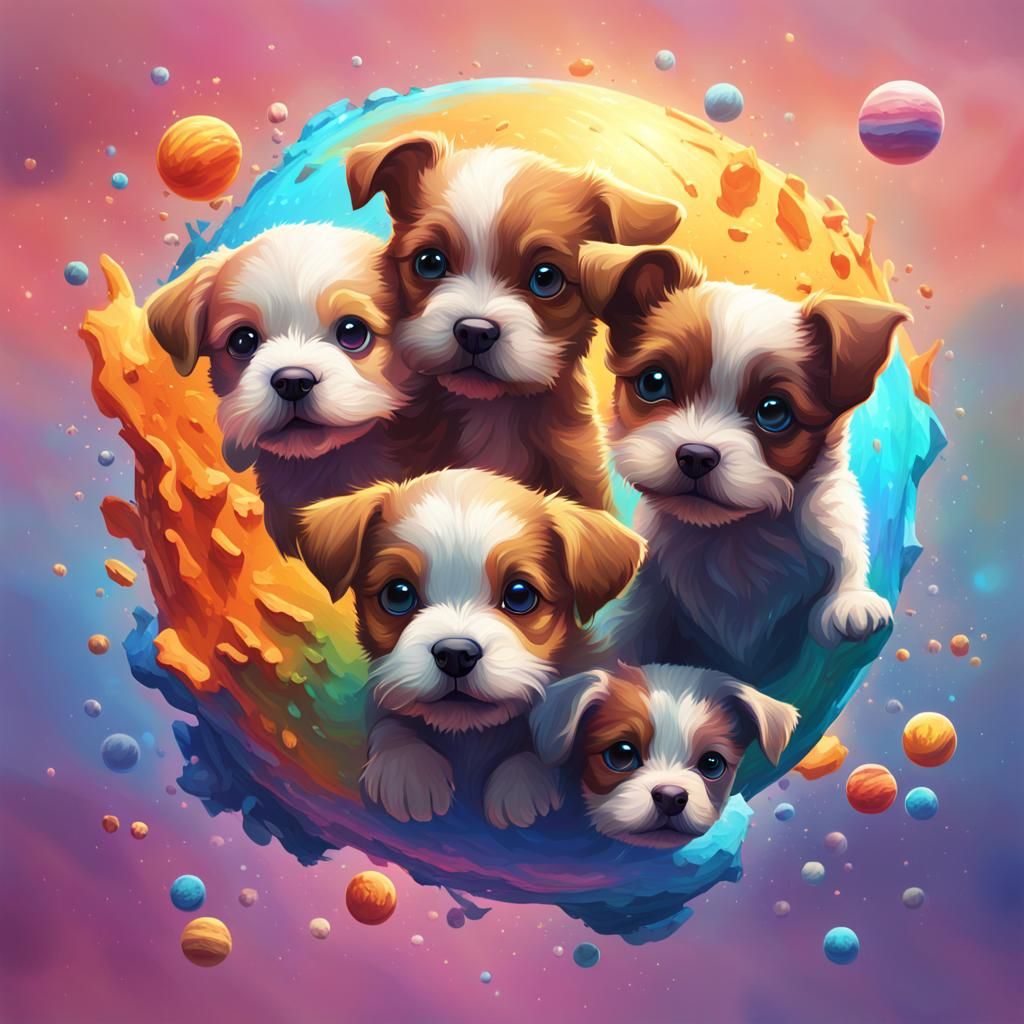 Puppy Planet Discovery: Hyperrealistic Concept Art