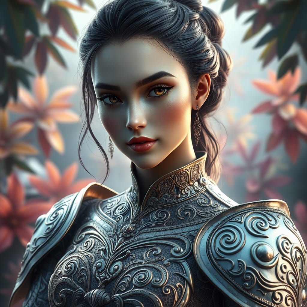 Regal Prince with Turtle-Inspired Armor in Vibrant Landscape