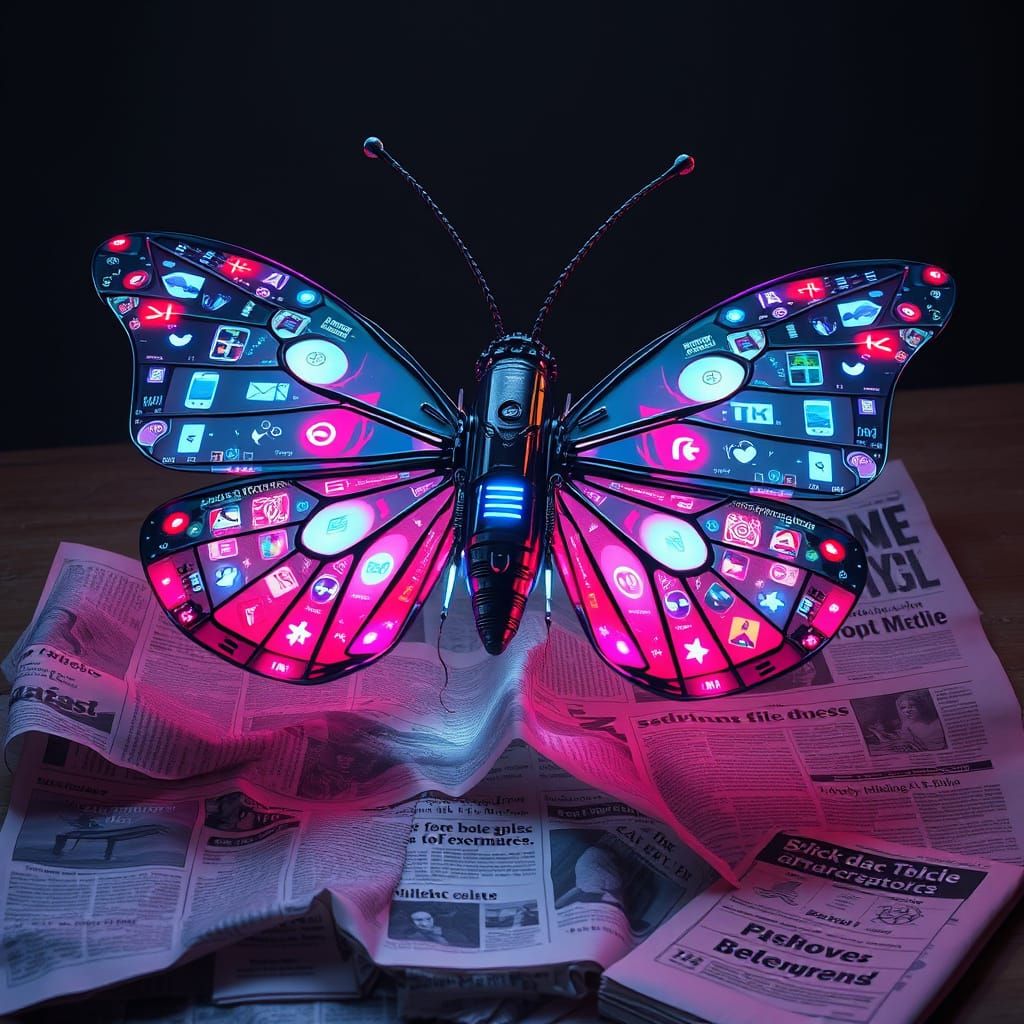 Gigantic Mechanical Butterfly of Social Media Feeds
