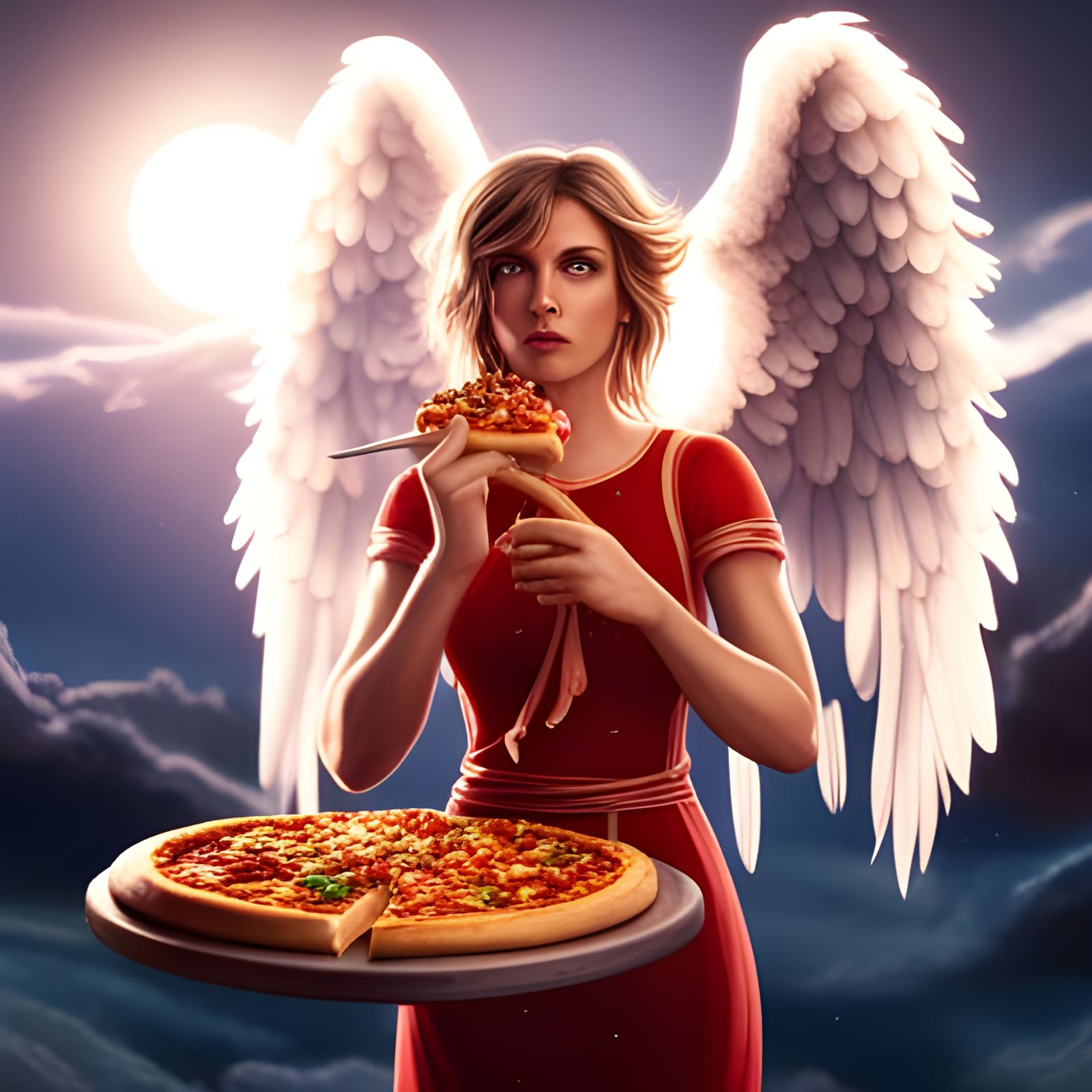 Angel Eating Pizza