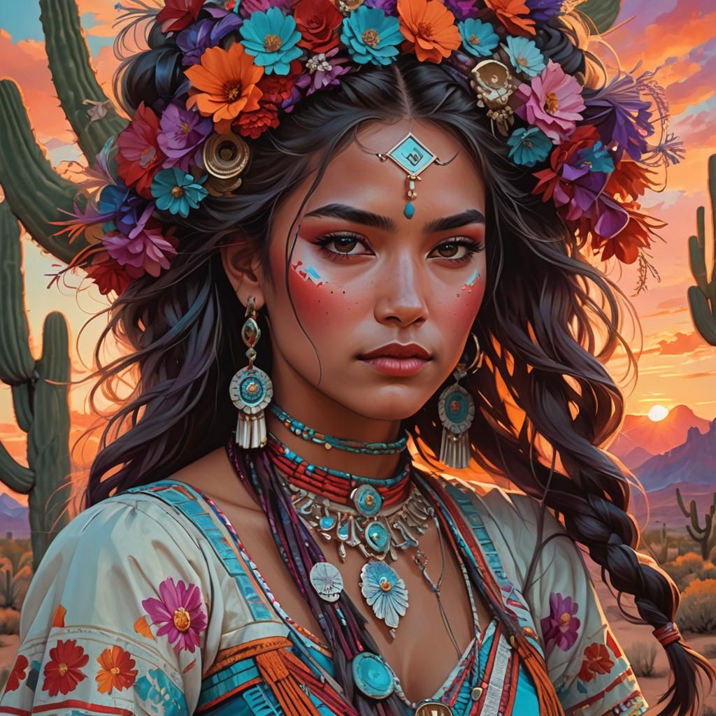 Mariachi Dancer in Sunset Dress, Digital Art