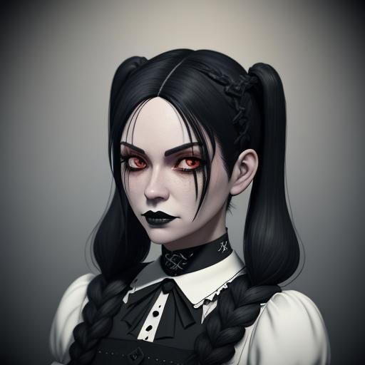 Gothic Model in Sinister Watercolor Style