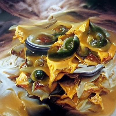 Mouthwatering Nachos in Oil Painting Style