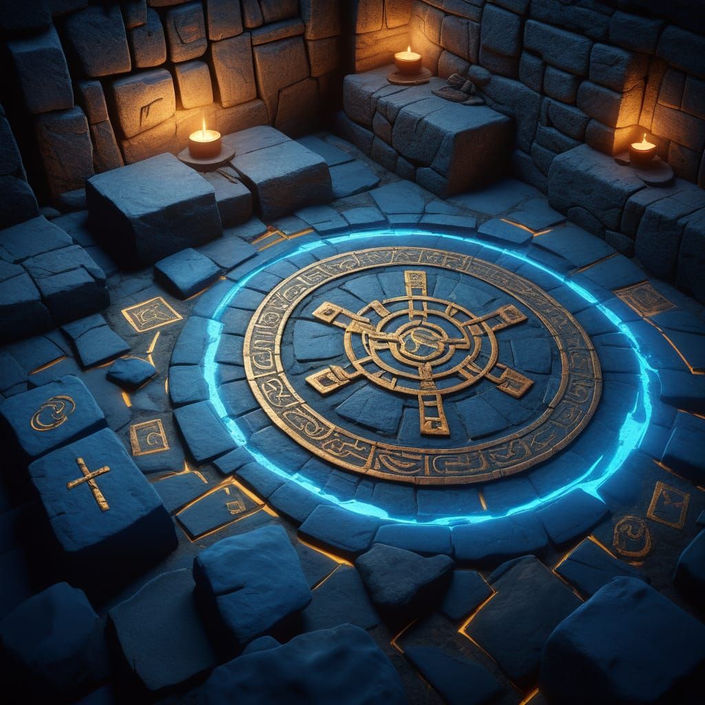 Surreal Mystic Amidst Ancient Ruins in Richly Textured Fanta...