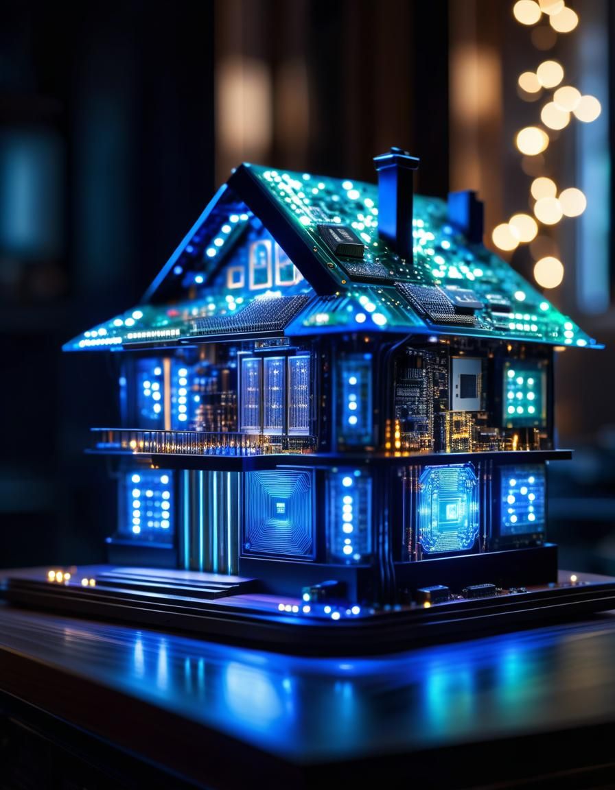 Intricate Circuit Board House Made of Recycled Electronics