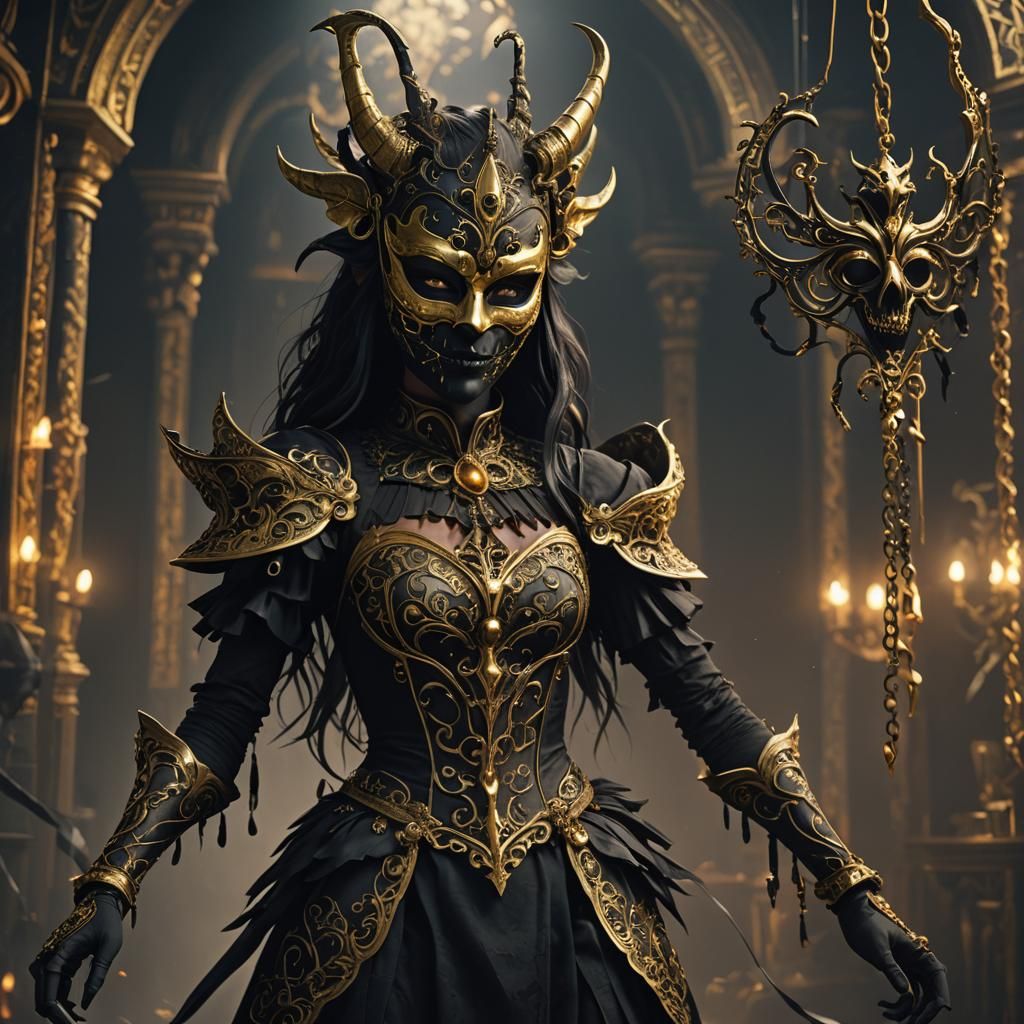 Monstrous Demon Marionette with Masquerade Mask