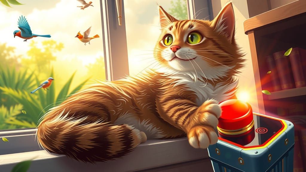 Whimsical Cat Discovers Mysterious Device