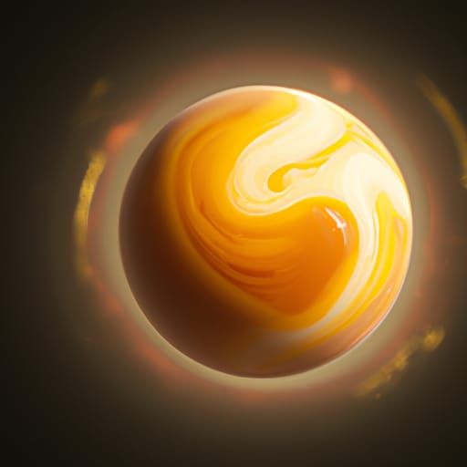 Exploding Amber Pearl in Space: 3D Digital Art