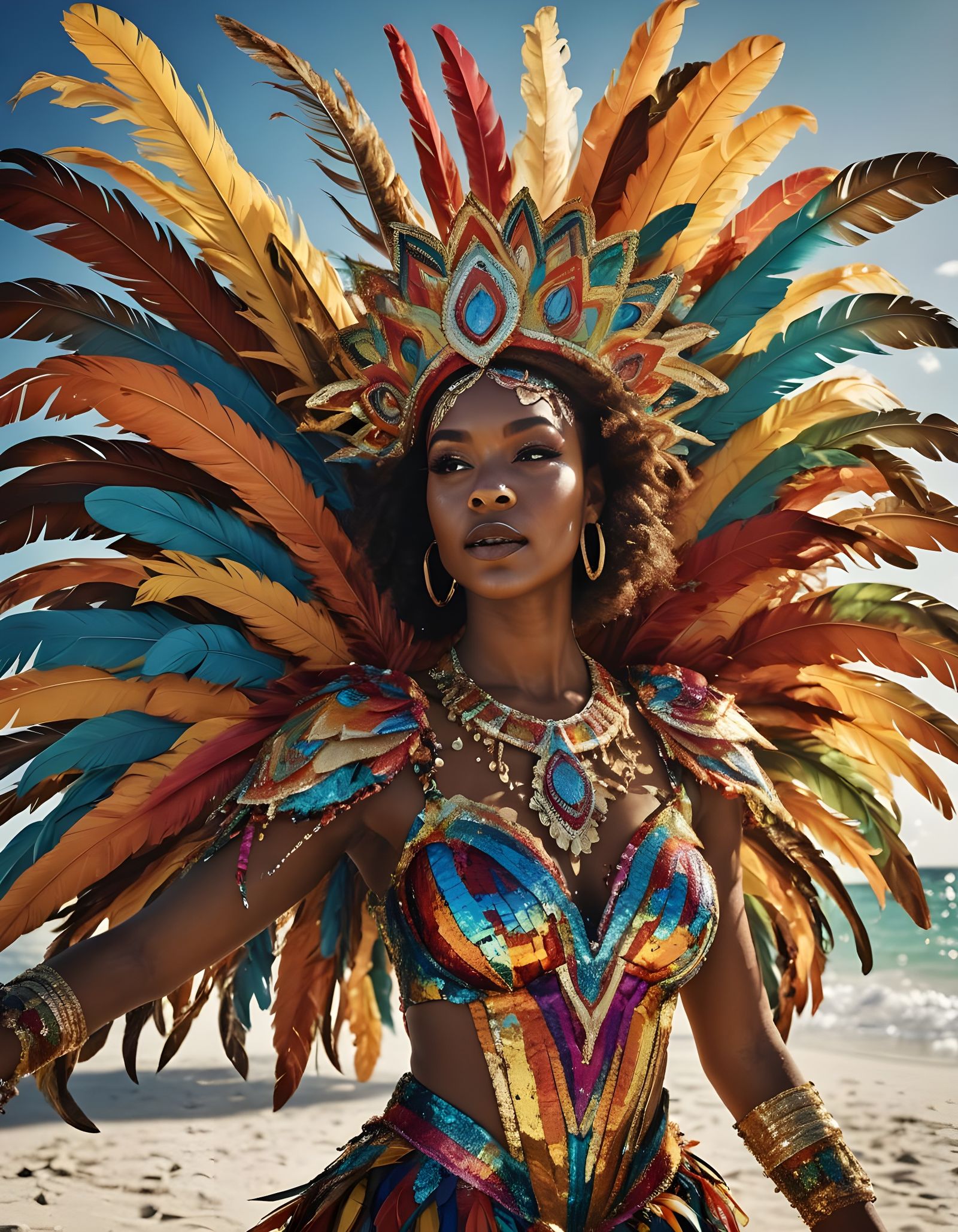 Vibrant Bahamas Beach Carnival Queen