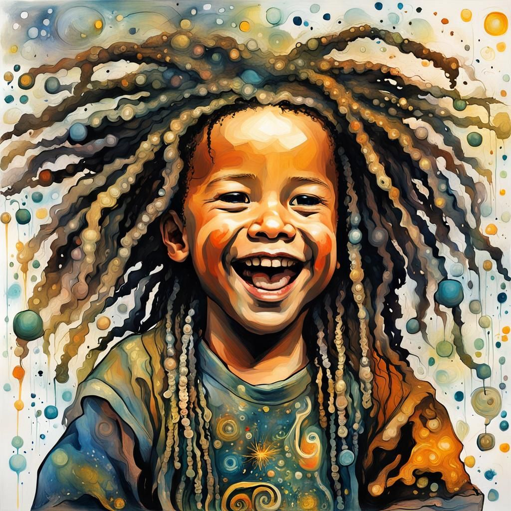 Surreal Toddler with Dreadlocks in Fantasy Style