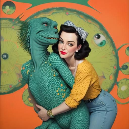 Woman and pet monster