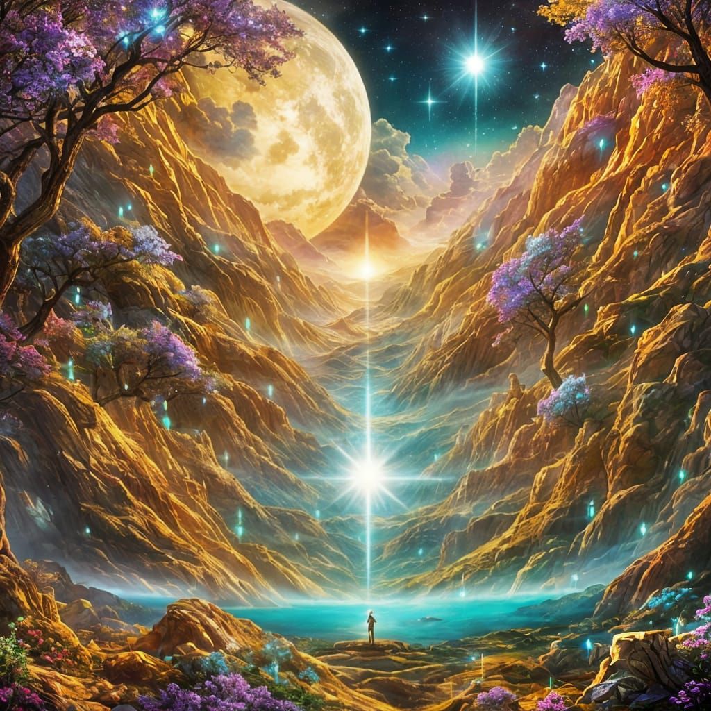 Radiant Cosmic Landscapes in Shimmering Aurora